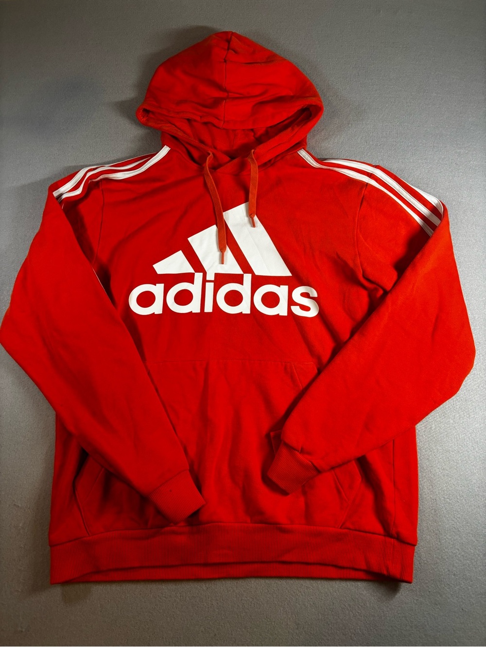 Adidas OrangeHoodie with White Logo and Stripes